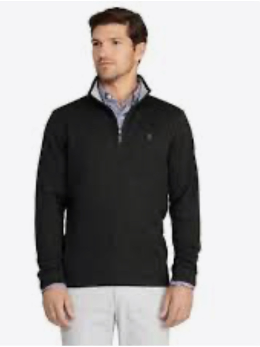 IZOD Men’s Charcoal Gray Quarter Zip Pullover Sweater Size Large Golf Casual